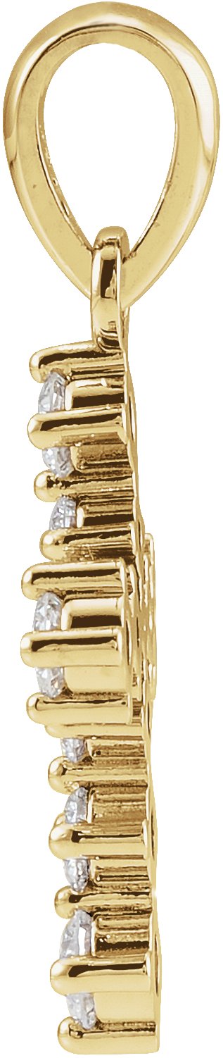 14K Gold Round Natural Diamond Cross Necklace or Pendant II - Yellow Gold - view 2