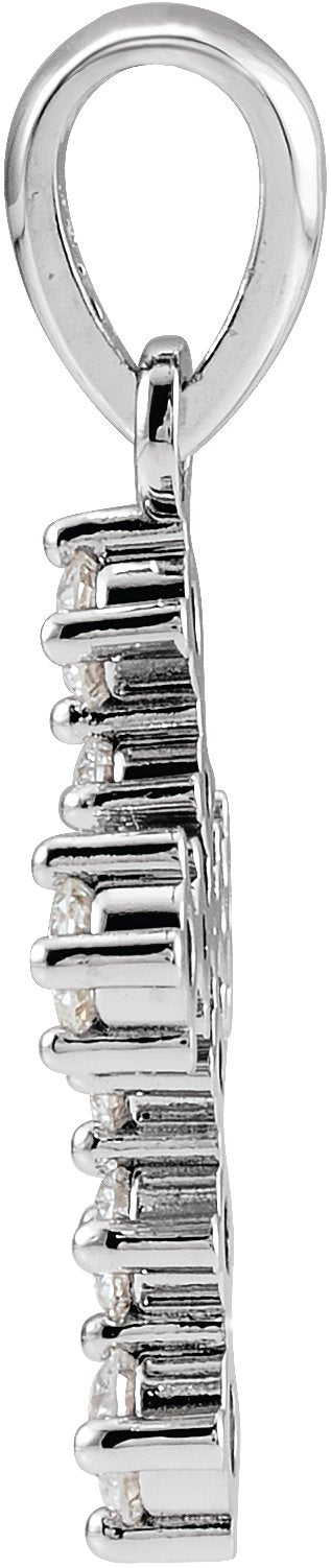 14K Gold Round Natural Diamond Cross Necklace or Pendant II - White Gold - view 2