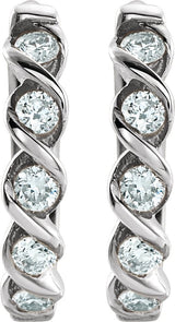 14K Gold Round Natural Diamond Twisted Hoop Earrings - White Gold - view 2