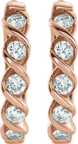 14K Gold Round Lab-Grown Diamond Twisted Hoop Earrings - Rose Gold - view 2