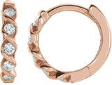 14K Gold Round Natural Diamond Twisted Hoop Earrings - Rose Gold