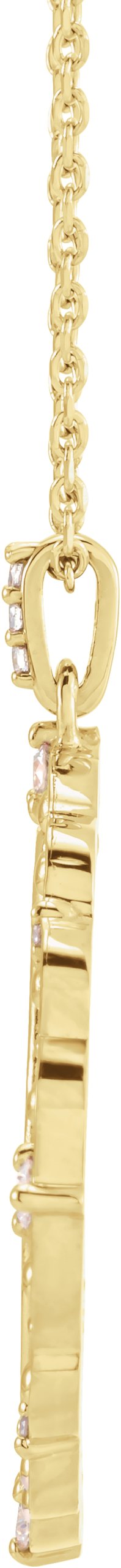 14K Gold Round Natural Diamond Guardian Angel Necklace or Pendant - Yellow Gold - view 2