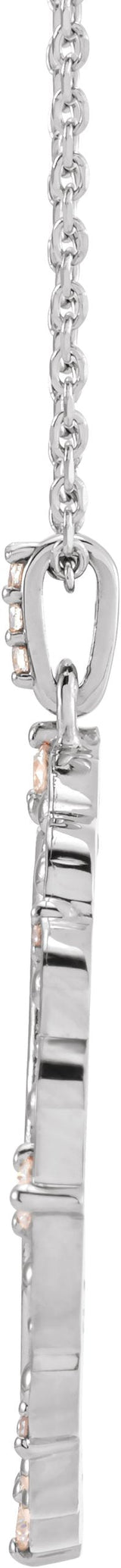 14K Gold Round Natural Diamond Guardian Angel Necklace or Pendant - White Gold - view 2