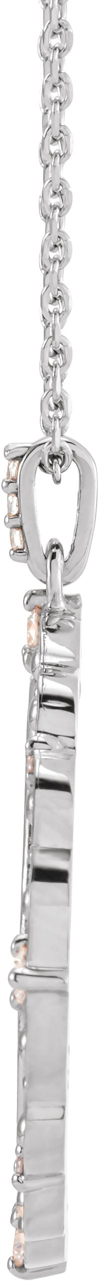14K Gold Round Natural Diamond Guardian Angel Necklace or Pendant - White Gold - view 2