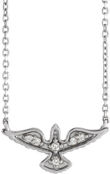 Platinum Round Natural Diamond Petite Holy Spirit Necklace