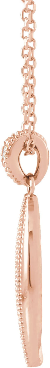 14K Gold Beaded Necklace or Pendant - Rose Gold - view 2
