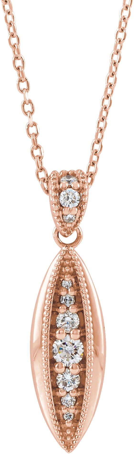 14K Gold Beaded Necklace or Pendant - Rose Gold