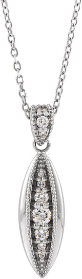 14K Gold Beaded Necklace or Pendant - White Gold