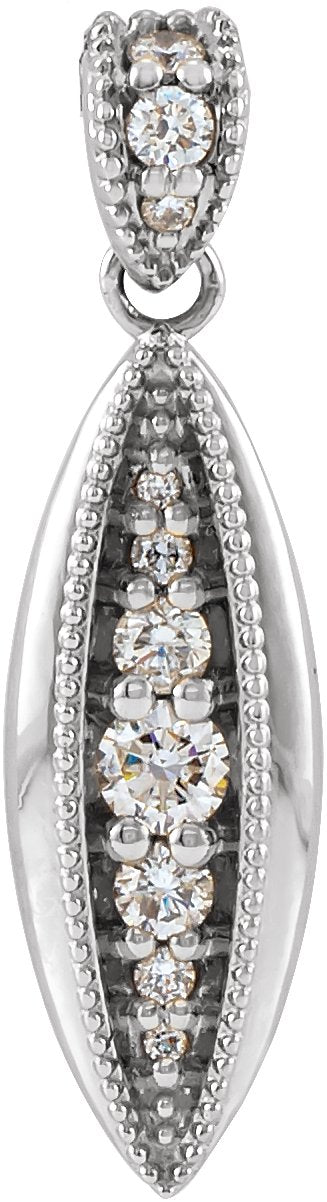 14K Gold Beaded Necklace or Pendant - White Gold