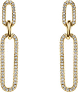 14K Gold Round Natural Diamond Link Accented Earrings - Yellow Gold - view 4