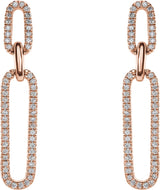 14K Gold Round Natural Diamond Link Accented Earrings - Rose Gold - view 4
