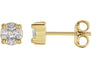 14K Gold Square Natural Diamond Cluster Earrings - Yellow Gold
