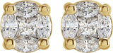 14K Gold Square Natural Diamond Cluster Earrings - Yellow Gold - view 2