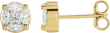 14K Gold Square Natural Diamond Cluster Earrings – 2.3x2.3mm - Yellow Gold