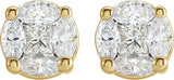 14K Gold Square Natural Diamond Cluster Earrings – 2.3x2.3mm - Yellow Gold - view 2
