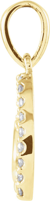 14K Gold Round Natural Diamond Accented Heart Pendant – 1mm Stones - Yellow Gold - view 2