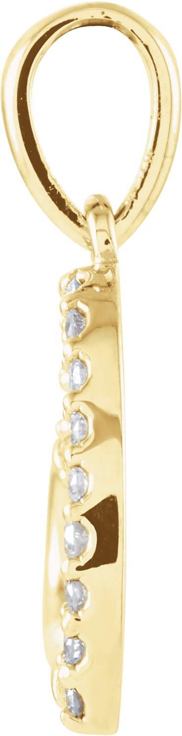 14K Gold Round Natural Diamond Accented Heart Pendant – 1mm Stones - Yellow Gold - view 2
