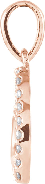 14K Gold Round Natural Diamond Accented Heart Pendant – 1mm Stones - Rose Gold - view 2