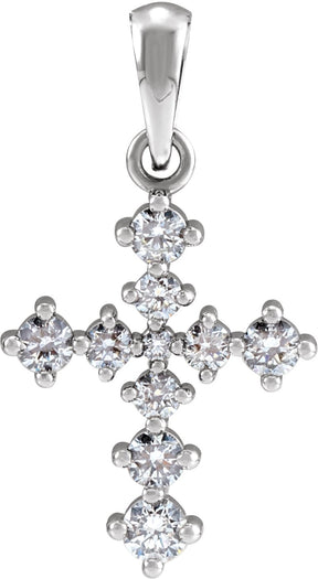 Platinum Round Natural Diamond Cross Necklace or Pendant II