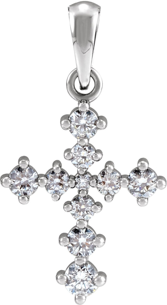 Platinum Round Natural Diamond Cross Necklace or Pendant II