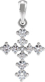 Platinum Round Natural Diamond Cross Necklace or Pendant II