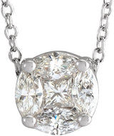 14K Gold Natural Diamond Cluster Necklace – 1/3 CTW - White Gold