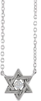Platinum Round Natural Diamond Star of David Necklace