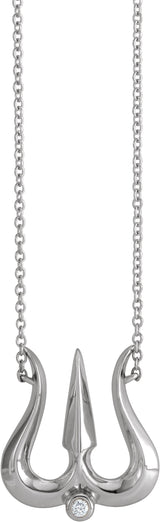 Platinum Round Natural Diamond Shiva Trishula Necklace