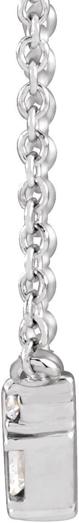14K Gold Straight Baguette Natural Diamond Accented Baguette Bar Necklace - White Gold - view 2
