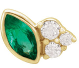 14K Gold Marquise Natural Emerald Accented Bezel-Set Earrings - Yellow Gold
