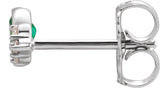 14K Gold Marquise Natural Emerald Accented Bezel-Set Earrings - White Gold - view 2