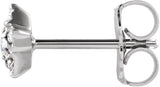 Platinum Round Natural Diamond Accented Star Earrings – 2mm Stones - view 2