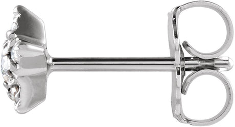 Platinum Round Natural Diamond Accented Star Earrings – 2mm Stones - view 2