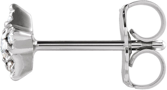 14K Gold Round Natural Diamond Accented Star Earrings – 2mm Stones - White Gold - view 2