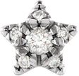 14K Gold Round Natural Diamond Accented Star Earrings – 2mm Stones - White Gold