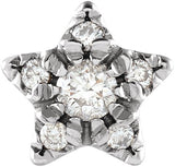 Platinum Round Natural Diamond Accented Star Earrings – 2mm Stones