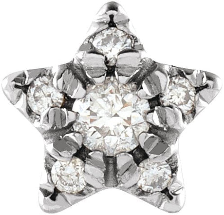 Platinum Round Natural Diamond Accented Star Earrings – 2mm Stones