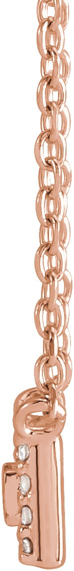 14K Gold Straight Baguette Natural Diamond Halo-Style Necklace - Rose Gold - view 2