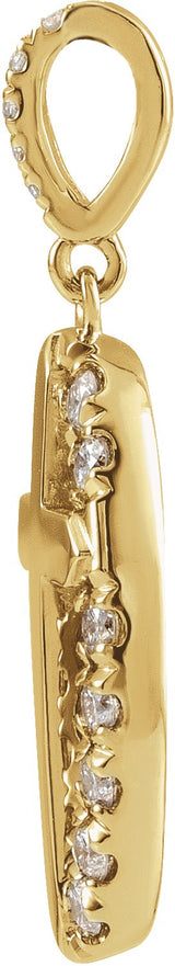 14K Gold Round Natural Diamond Halo-Style Cross Necklace or Pendant - Yellow Gold - view 2