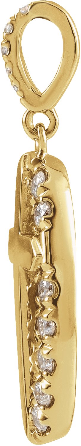 14K Gold Round Natural Diamond Halo-Style Cross Necklace or Pendant - Yellow Gold - view 2