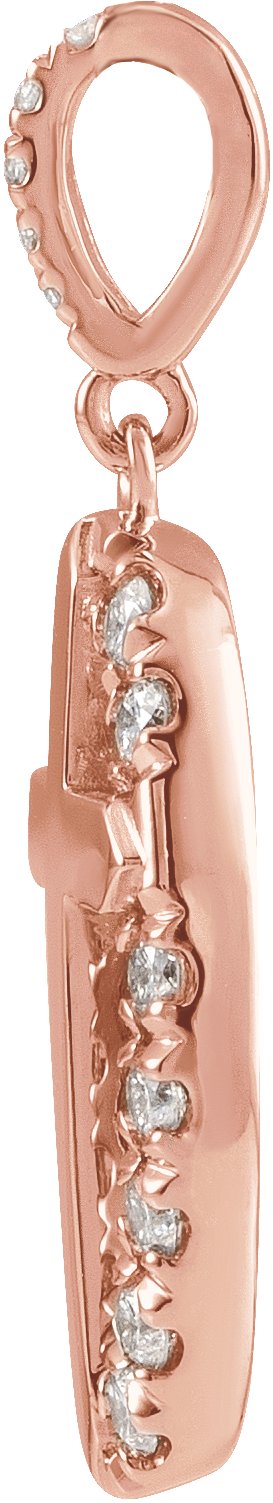 14K Gold Round Natural Diamond Halo-Style Cross Necklace or Pendant - Rose Gold - view 2