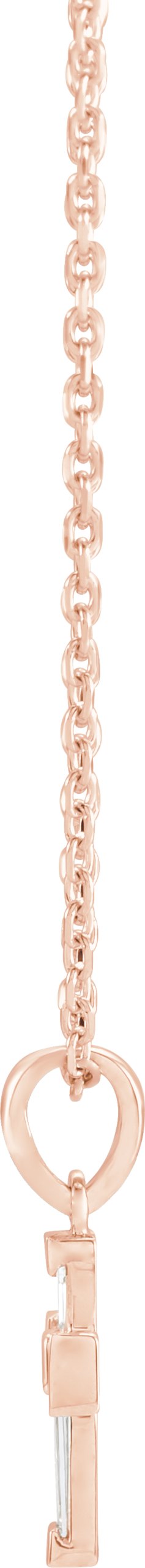 14K Gold Tapered Baguette Natural Diamond Accented Cross Necklace or Pendant - Rose Gold - view 2