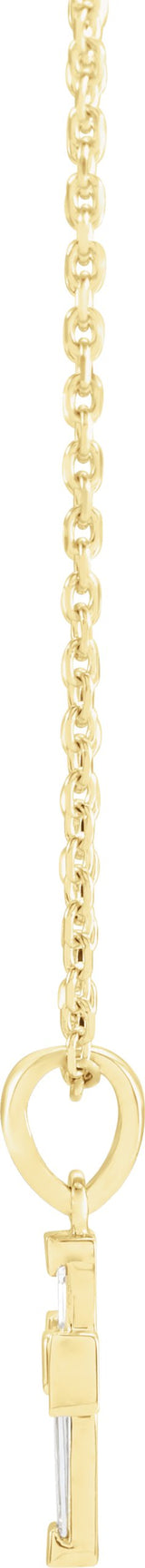 14K Gold Tapered Baguette Natural Diamond Accented Cross Necklace or Pendant - Yellow Gold - view 2
