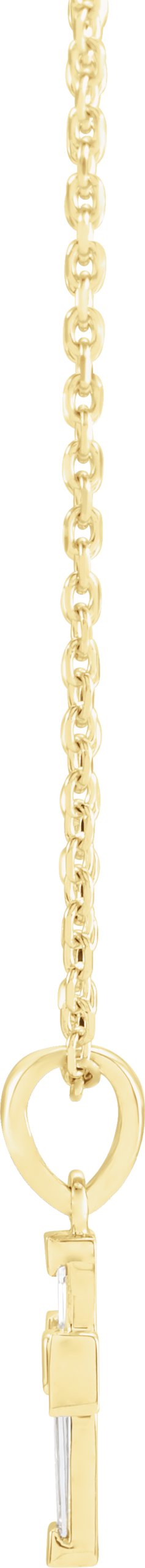 14K Gold Tapered Baguette Natural Diamond Accented Cross Necklace or Pendant - Yellow Gold - view 2