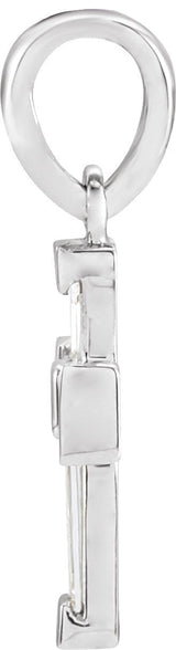 14K Gold Tapered Baguette Natural Diamond Accented Cross Necklace or Pendant - White Gold - view 2