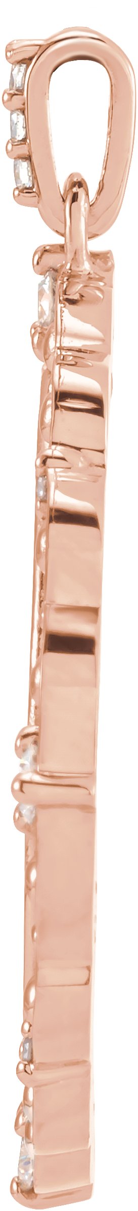 14K Gold Round Natural Diamond Guardian Angel Necklace or Pendant - Rose Gold - view 2