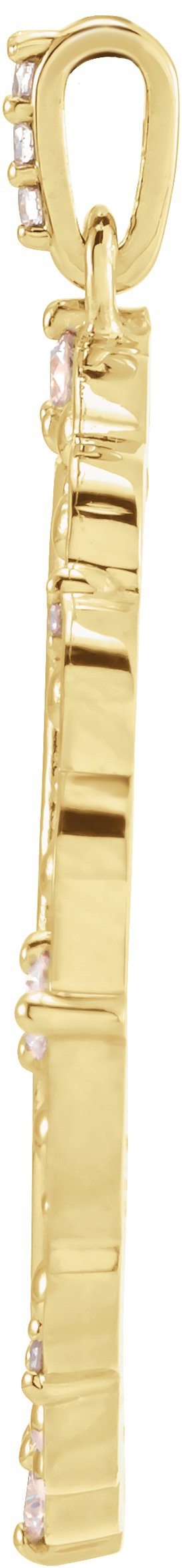 14K Gold Round Natural Diamond Guardian Angel Necklace or Pendant - Yellow Gold - view 2