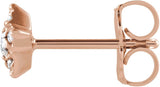 14K Gold Round Natural Diamond Accented Star Earrings – 2mm Stones - Rose Gold - view 2