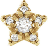 14K Gold Round Natural Diamond Accented Star Earrings – 2mm Stones - Yellow Gold
