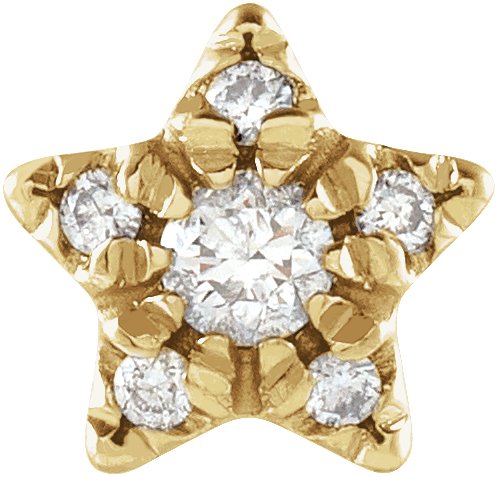 14K Gold Round Natural Diamond Accented Star Earrings – 2mm Stones - Yellow Gold